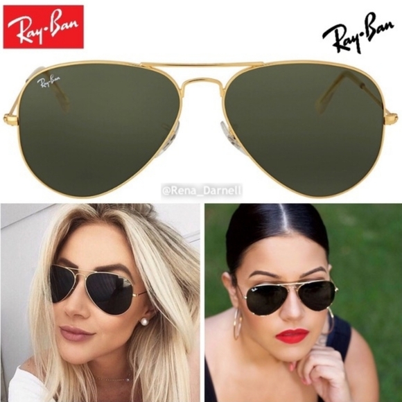Ray-Ban Aviator Black Lenses Gold Frame RB3025 New - Picture 15 of 15